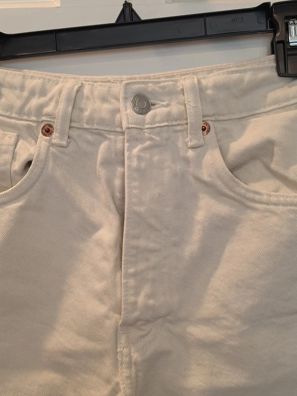 Zara Cream High-Rise Denim Shorts